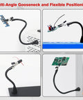 Adjustable Soldering Helping Hands with Four Magnetized Pillars and Flexible Arms on Steel Base for PCB Assembly