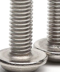 Pro Grade 304 Stainless Steel Self Tapping Screws With Built In Washers M3 X 20 Millimeter pan head detail showing heavy duty design.