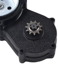 Close-up of 49Cc 4 Stroke Gearbox With Double Chain Clutch Drive, featuring aluminum alloy and steel construction.