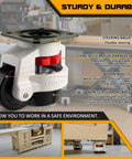 Heavy Duty Adjustable Leveling Feet Casters With Vibration Dampening Rubber Pads For Shop Equipment, featuring nylon wheels and sturdy design.