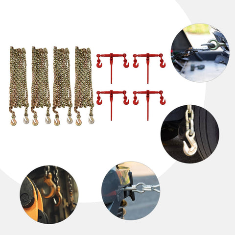 Grade 70 Chain Transport Hauling Kit With 5 16 To 3 8 Inch Chains Binders And 20 Foot Chains Heavy Duty Tie Down Set