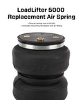Straight Up Heavy Duty Replacement Air Spring For Load Lifter 5000 Truck Suspension with air fitting and mounting hardware.
