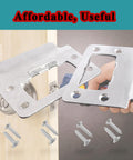 Reliable Universal Door Latch Restorer Strike Plate Pair In Warm Satin Nickel with screws, shown during installation.