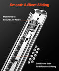 Close-up of Beefy 60 Inch Heavy Duty Drawer Slides With Locking Full Extension side view showing steel and nylon components