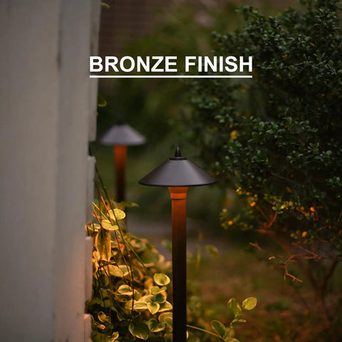 Low Voltage Outdoor Pathway Lighting Kit 8 Pack Warm White 2700K 40 Lumen LED Path Lights Wired 12V AC Metal Brown Finish