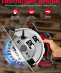 This Badass 6.5 Inch Cordless Circular Saw Packs An 8000 Rpm Brushless Motor Built For Milwaukee M18 Batteries Delivers Smooth Cuts And Serious Job Site Muscle Every Single Time; ergonomic design with rubber handle and 6.2 lbs weight.