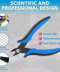 Ultra Sharp Flush Cutters Set 3 Pack 5.3 Inch Diagonal Cutting Pliers with blue grips for DIY Jewelry Making and Crafting