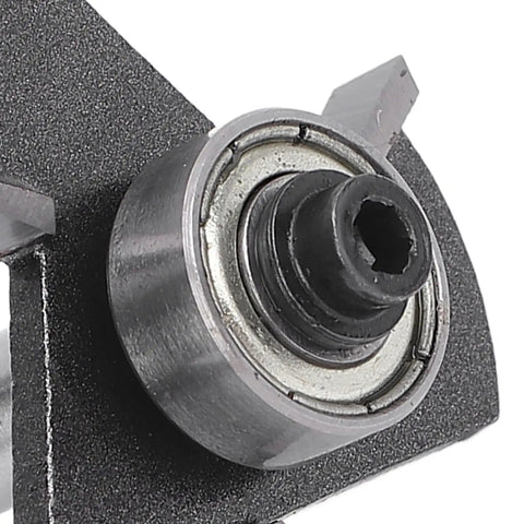 Close-up of T Shaped Router Bit With One Quarter Inch Shank, Three Teeth Ball Bearing Slotting Cutter For Wood And Plywood