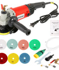 Powerful 1400W Wet Polisher Grinder With 110V Operation 4 Inch Variable Speed Stone Polisher Kit Pro Grade with 7 pads