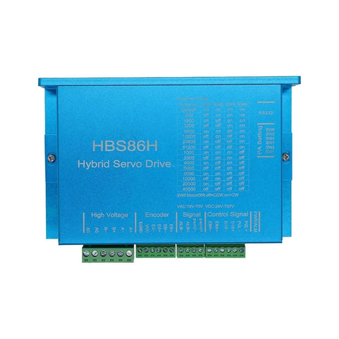 HBS86H hybrid servo drive controller front view for Nema 34 Closed Loop Stepper Motor Three Pack Bundle With Tough As Nails Servo Controller And 60V Power Supply For CNC Routers And 3D Printers Ready To Go.