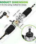Dimensions of EZGO RXV Steering Rack Assembly For 2008-Up Golf Cart Gas Or Electric, Steering Gear Box With Ball Joints And Latch