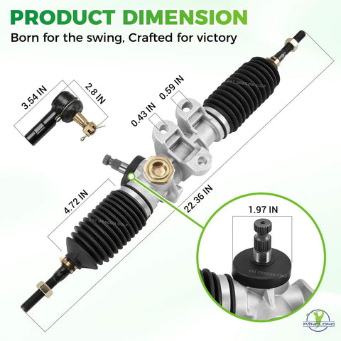 Dimensions of EZGO RXV Steering Rack Assembly For 2008-Up Golf Cart Gas Or Electric, Steering Gear Box With Ball Joints And Latch