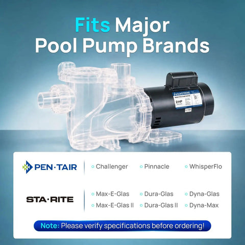 Heavy Duty 2 Hp 230V Pool Pump Motor With 56Y Frame And Square Flange For Smooth Single Run At 3450 Rpm installed on a transparent pool pump.