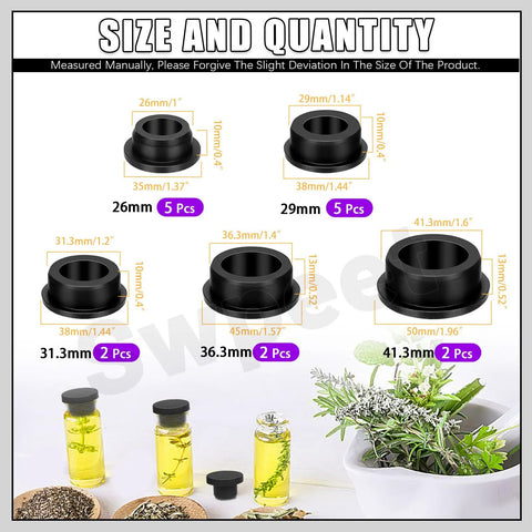 Silicone Hole Plug Kit With 5 Sizes Range 26mm 29mm 31.3mm 36.3mm 41.3mm T Shaped Rubber Stopper with sizing details