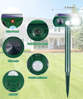 2 Pack Solar Ultrasonic Deer Repellent With Motion Sensor And Bright LED Strobe To Keep Deer Squirrels Raccoons Skunks Cats And Other Critters Off Your Yard IP65 Waterproof Outdoor Deterrent, 5.7 x 14.8 inch