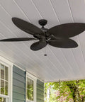 Palm Island 52 Inch Tropical Ceiling Fan With No Light For Indoor Outdoor Use, Wet Rated With 5 Palm Leaf Blades, Bronze Finish on porch