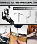 4 Piece Drum Key Set With Drill Bit For Instant Head Changes And Lightning Fast Tuning Speed Drum Keys And Standard Keys Chrome Wrench Multi Tool For Acoustic And Electronic Drums Includes Case And Velvet Bag with tuning demonstration