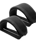 One Pair Bike Pedal Straps Toe Clips With Adjustable Grippy Anti Slip Tape, double adhesive secure foot straps, black polyester