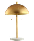 Gold And White Marble 2 Light LED Table Lamp With Glam Desk Style For Modern Bedside Decor, Gold Metal Dome Shade