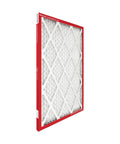 MERV 11 Pleated HVAC Air Filter 20x30x1, Electrostatic Allergen Reducer, front view, diamond grid pattern, white filter with red frame