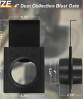 Heavy Duty 4 Inch Dust Collection Fitting Kit For Woodshop Includes 90 Degree Elbow Blast Gate And Flex Cuffs size dimensions of blast gate