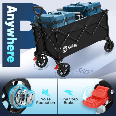 Collapsible Foldable Wagon With 300 Lb Weight Capacity Heavy Duty Wagon Cart With Big All Terrain Wheels carrying bags