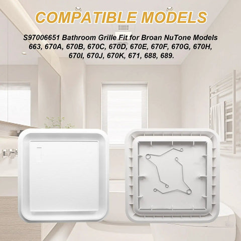 Built Tough Bathroom Exhaust Fan Cover Grille Quick Swap Replacement For Broan NuTone Models Moisture Resistant Abs Plastic Vent Hood With Slick Finish And Zero Hassle Install For House Refresh