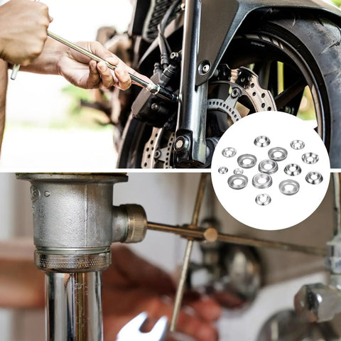 Working with Built Tough Size Eight Countersunk Washers, 100 Pack Nickel Plated Steel Gaskets for secure installation.