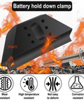 Heavy Duty Base Clamp Battery Hold Down Kit For Cars Trucks Suv Anti Vibration Stabilizer with black clamp and bolt.