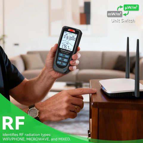 3 In 1 EMF Detector And Rechargeable EMF Meter For Home Use Office Setup And Travel, Measures Electric Field Magnetic Field And RF Radiation With Triple Axis X Y Z Detection And RF Signal Split For WiFi Phone And Microwave on router
