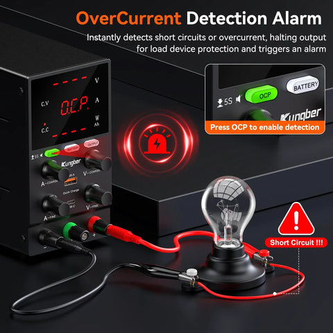 Pro Grade Adjustable Bench Power Supply 30V 10A With Switching Regulated Output Intelligent Charging Mode Real Time Ah Display