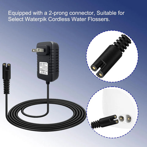 Replacement Charger Cord For Water Flosser WP360 WP450 WP462 And WP400 Series YLA03010 with two prong connector, 5-foot black cable