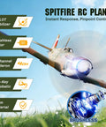 Brushless 4 Channel Spitfire Fighter RC Plane 500mm with 6 Axis Gyro XPilot Stabilizer, detailed features display
