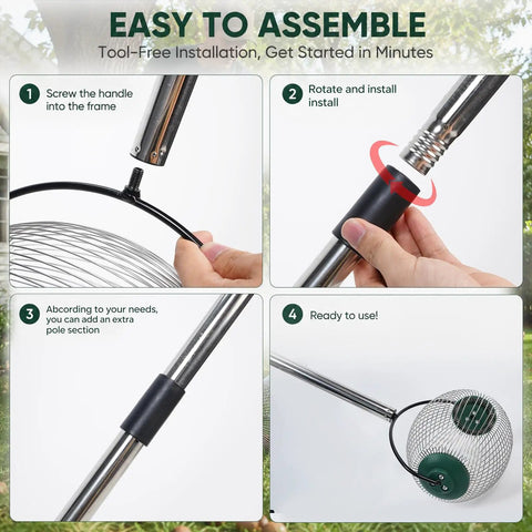 Straight Up Easy Roll Pine Cone Picker Upper With Telescoping Handle And Wide Steel Basket For Yard Cleanup assembly instructions.