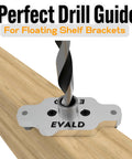 Doweling Jig Kit For Floating Shelf Brackets With Self Centering Drill Guide And One Half Inch By Nine Point Eight Inch Drill Bit