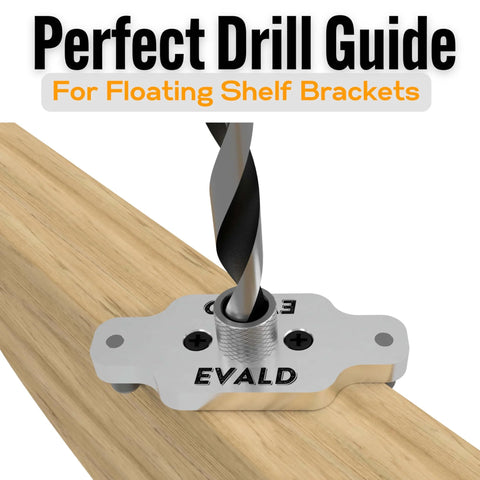 Doweling Jig Kit For Floating Shelf Brackets With Self Centering Drill Guide And One Half Inch By Nine Point Eight Inch Drill Bit