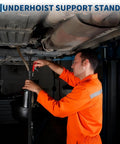 Heavy Duty Two Ton Folding Engine Hoist Paired With Three Quarter Ton Support Stand, adjusting underhoist support stand.
