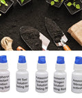 Liquid Soil Test Kit For Real Time NPK And PH Readings With Color Reference Chart And Tailored Recommendations For Your Soil To Grow The Best Lawn And Garden Home Yard Care Made Easy No Guesswork, showing test solution bottles and gardening tools.