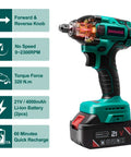 20V Cordless Impact Wrench One Half Inch Drive With Brushless Motor, 320 Ft Lbs Torque, shown with specifications and features.