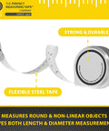 Diameter And Circumference Tape Measure For Easy Measuring Around Anything Handy Pocket Size OD Tool with flexible steel tape