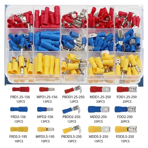 Top Notch 236 Pc Insulated Wire Electrical Connectors Assortment Kit With Butt Spade Ring Terminals And Fast Disconnect Crimp Tools For Pro DIY Wiring Jobs color-coded connectors in storage case