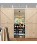 Stainless Steel Sliding Barn Door Hardware Kit 10 Foot Track For Double Doors Includes Two 1525mm Rails Installed Indoors