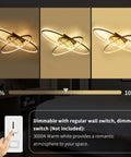 Three Ring Modern Low Profile Flush Mount LED Ceiling Light Dimmable 3000K Warm White 33 Inch close-up with dimmer setting.