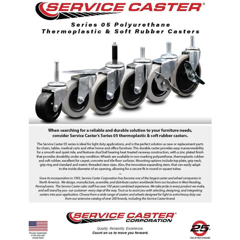 Heavy Duty Two Inch Swivel Polyurethane Caster Wheel With Seven Sixteenths By Seven Eighths Grip Ring Stem Rolled Like Butter Flat And Quiet Workhorse Cart Supports Up To Ninety Pounds
