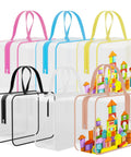 Six Pack Large Toy Storage Bags PVC Waterproof Organizers With Zipper And Handle For Board Games Building Blocks Puzzles