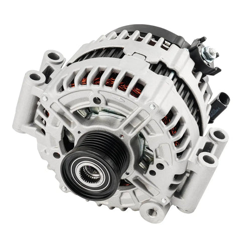 BMW X5 Alternator Replacement 12V 183 Amp OE 11362N Direct Fit For 2007 2008 2009 2010 Models Beefed Up Charging System Part Easy Install Serious Power Upgrade silver alternator with pulley
