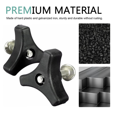 Two Pack Lawn Mower Handle Knobs and Nuts Bolt Kit, showing black triangular handle fastening screws for push mower.