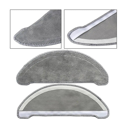 Gray washable mop cloth replacement parts for robotic vacuum cleaners, focus on no-fuss snap-on bracket installation, detachable design.