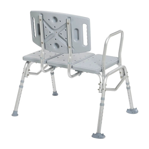 Folding Universal Sliding Transfer Bench For Tub With 500 Pound Capacity Bariatric Shower Chair shown from back angle