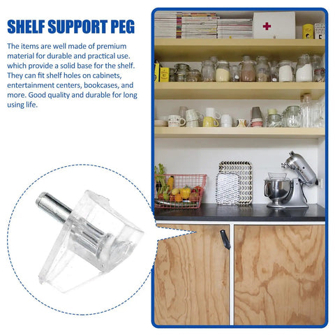 20 Pack Plastic Shelf Support Pegs For Cabinets And Shelves with mixer and jars